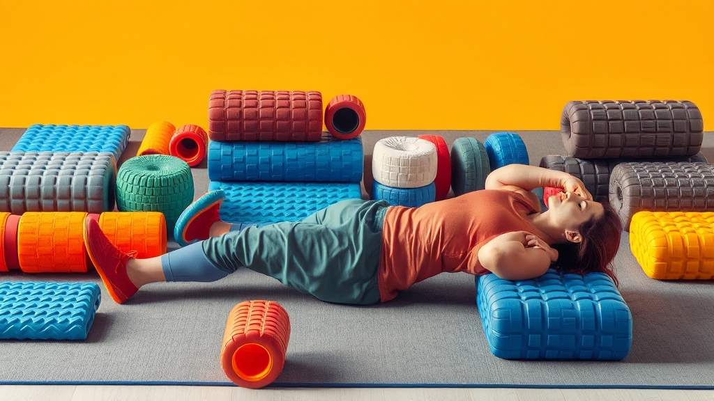 폼롤러 선택 가이드 (realistic 스타일)