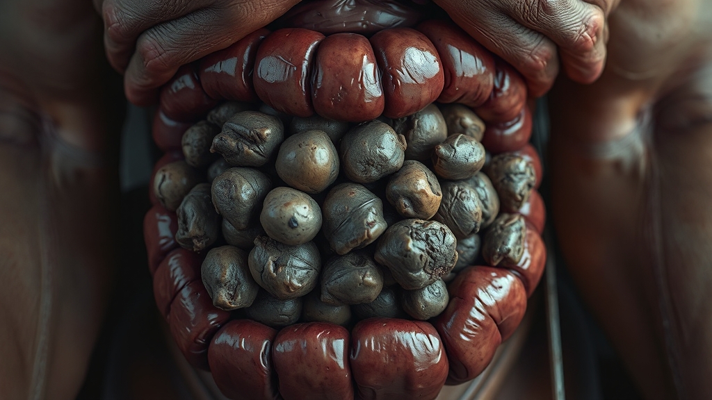 변비와 숙변의 악순환 (realistic 스타일)