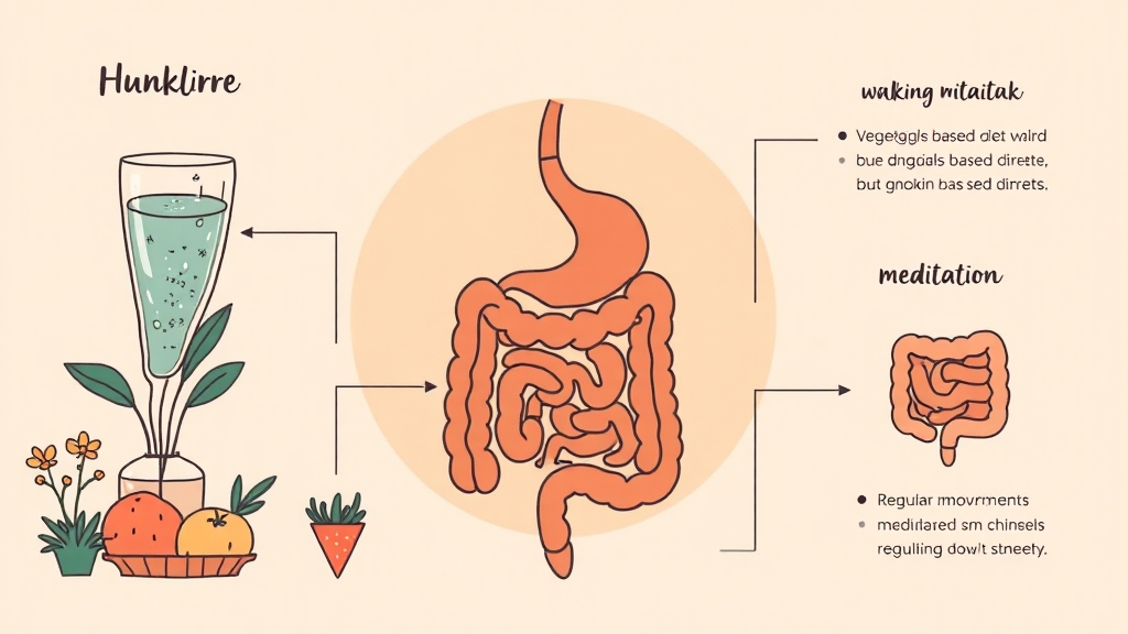 숙변 제거 생활 습관 개선 (illustration 스타일)