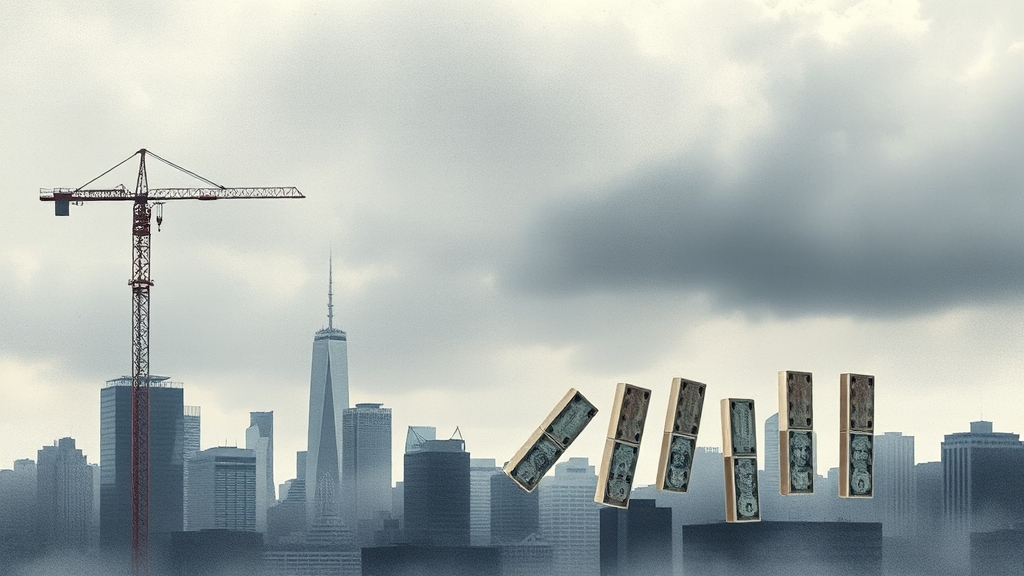 부동산 침체, 건설업 직격탄? (watercolor 스타일)