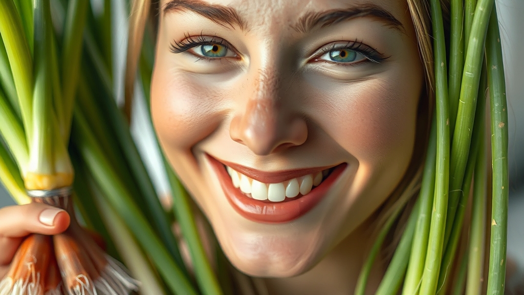 혈관 건강, 쪽파 속 알리신 (realistic 스타일)