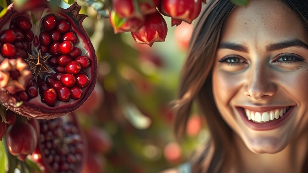 석류즙의 주요 효능 (realistic 스타일)