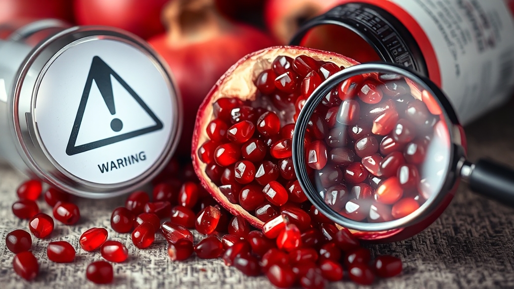석류즙 섭취 시 주의사항 (realistic 스타일)