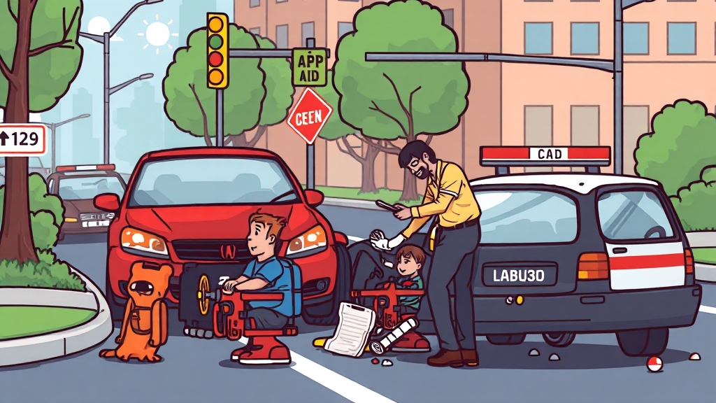 부상자 확인 및 응급조치 (cartoon 스타일)