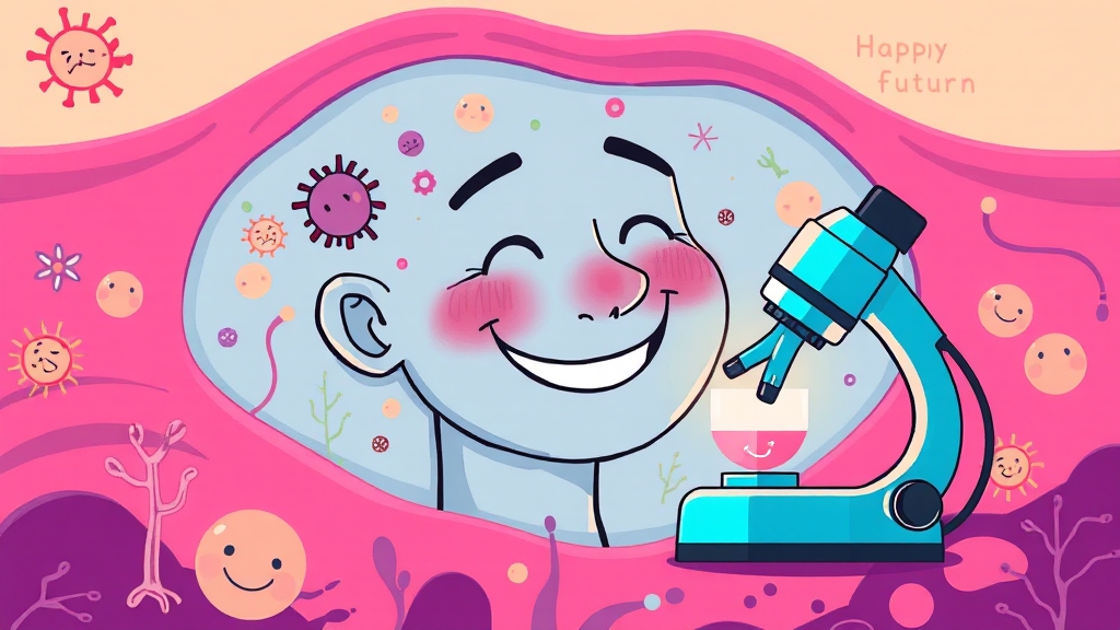 마이크로바이옴 연구 동향 및 미래 전망 (cartoon 스타일)