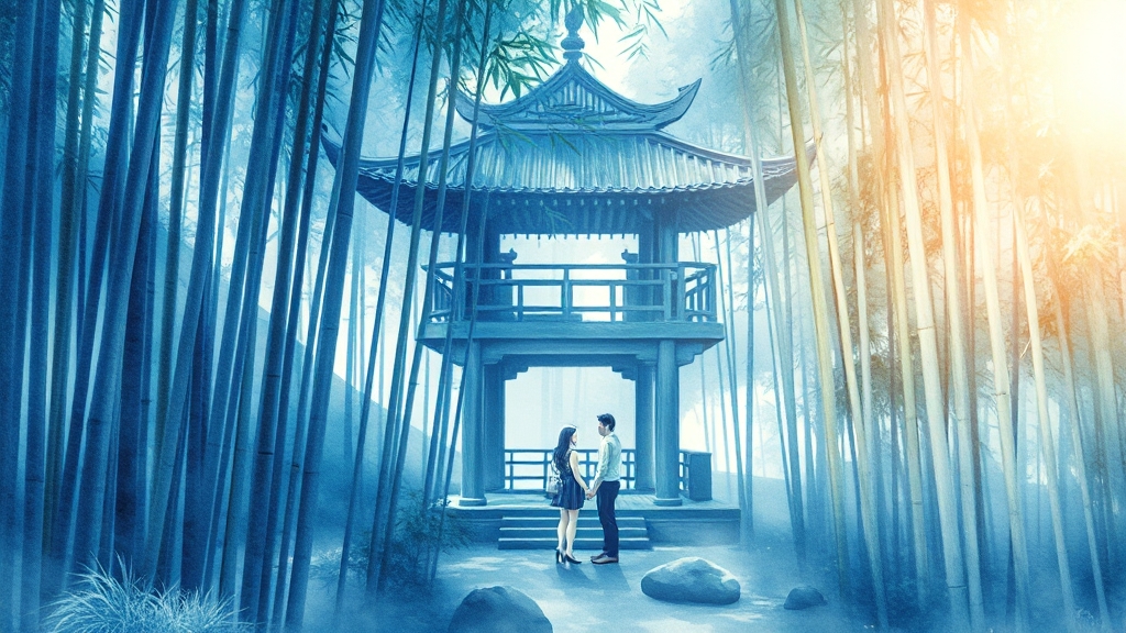 죽녹원 내부 시설 및 볼거리 (watercolor 스타일)