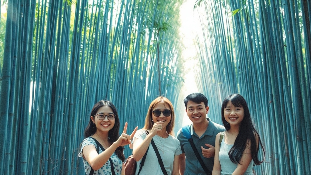 죽녹원 포토존 및 휴식 공간 (watercolor 스타일)