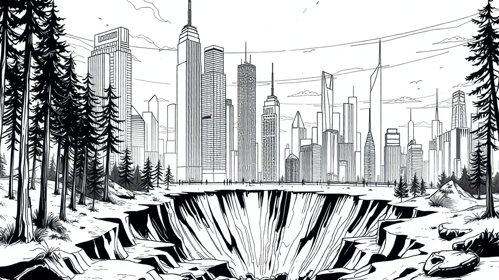 도시화 및 지반 침하의 영향 (illustration 스타일)