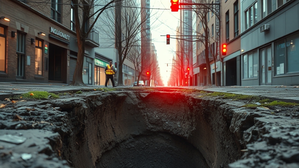 싱크홀 예방 및 관리 대책 (realistic 스타일)