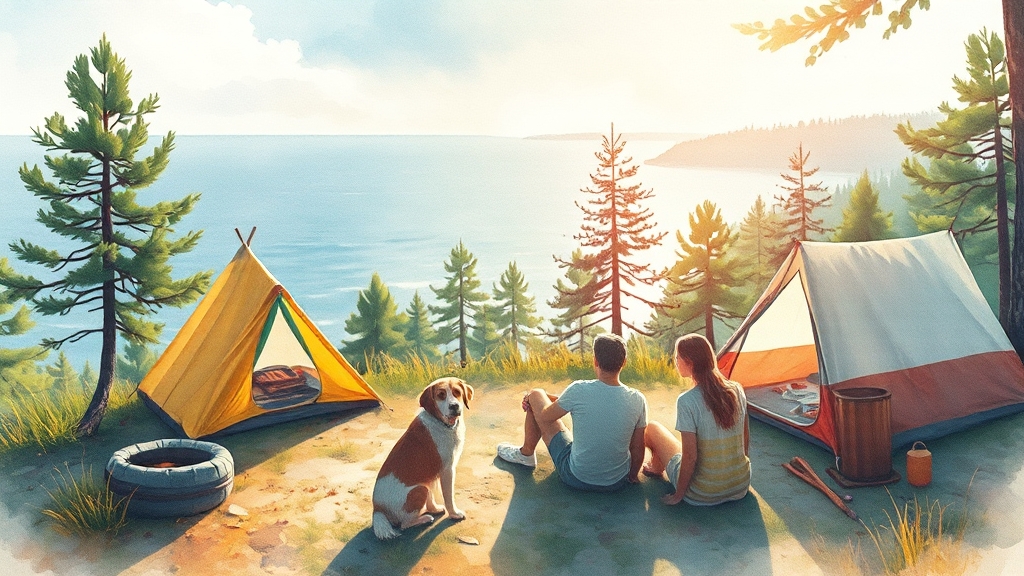 캠핑 사이트, 어디가 좋을까? (watercolor 스타일)