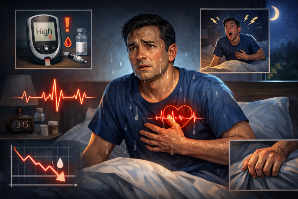 심각한 혈당 문제의 밤