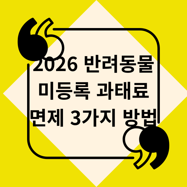 2026 반려동물 미등록 과태료 면제 3가지 방법