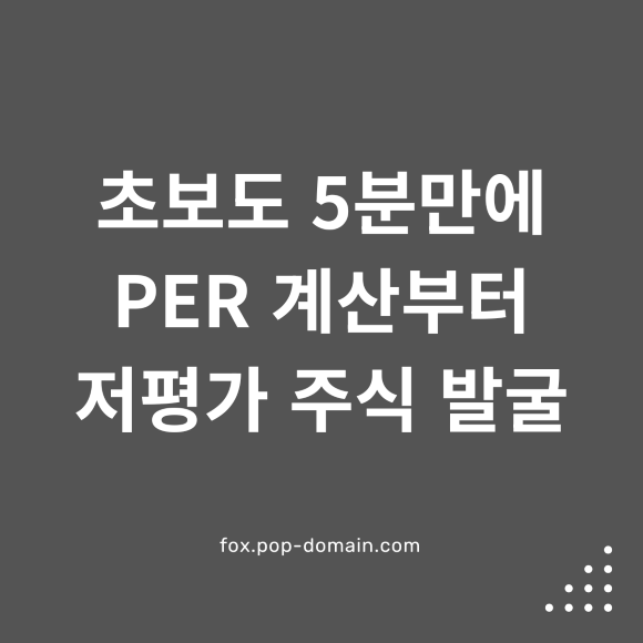 초보도 5분만에 PER 계산부터 저평가 주식 발굴